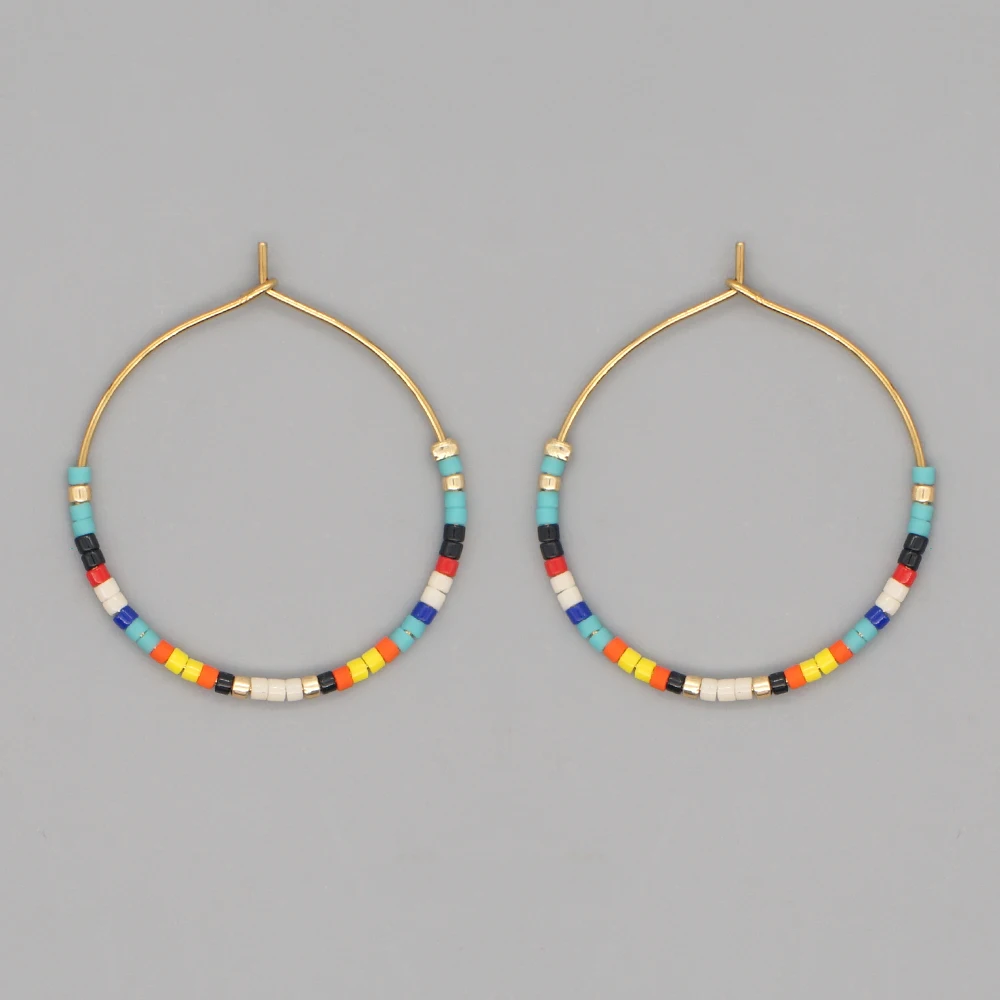 Native Style Simple Seed Bead Earrings Bijoux Miyuki Beaded Hoop Ear Rins for Women Circle Hoops Pendientes Mujer