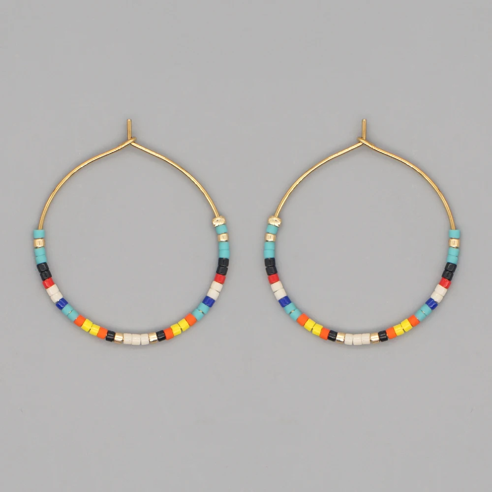 

Go2Boho Native Style Simple Seed Bead Earrings Bijoux Miyuki Beaded Hoop Ear Rins for Women Circle Hoops Pendientes Mujer