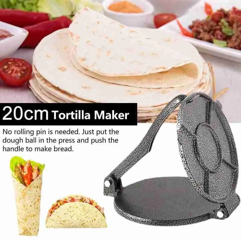 

20cm Tortilla Dough Maker Press Aluminum Foldable Home Kitchen Flour Corn Baking Bakeware Gadgets Tool Diy Pie Cake Machine Tool