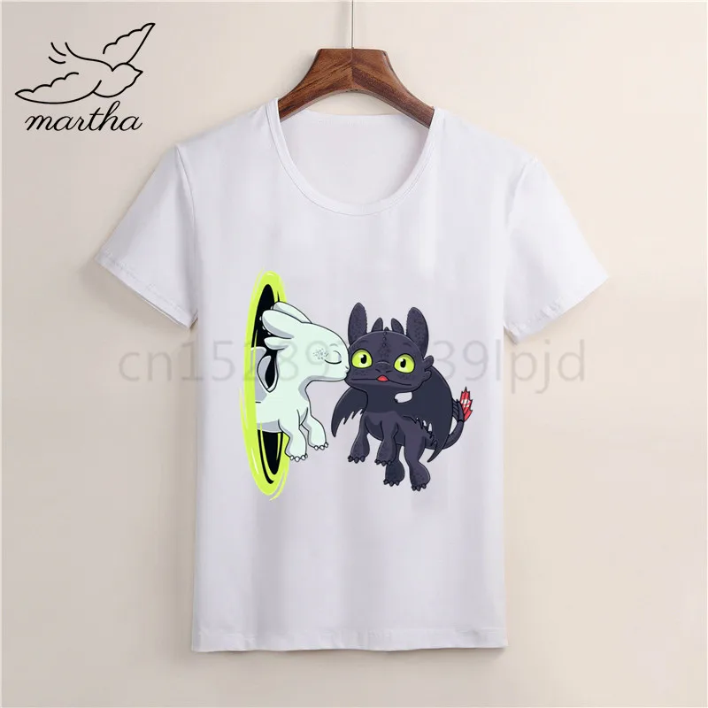 Белая футболка для мальчиков и девочек с принтом Беззубик Ночная фурия забавным