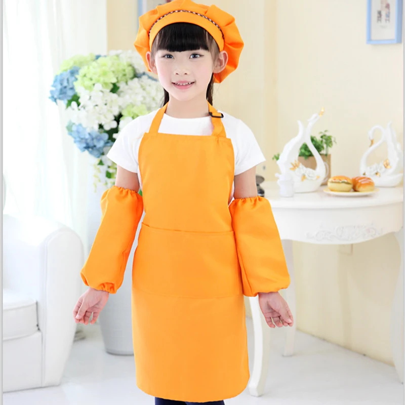 Детский фартук с нарукавником головной платок для детского сада кухонный