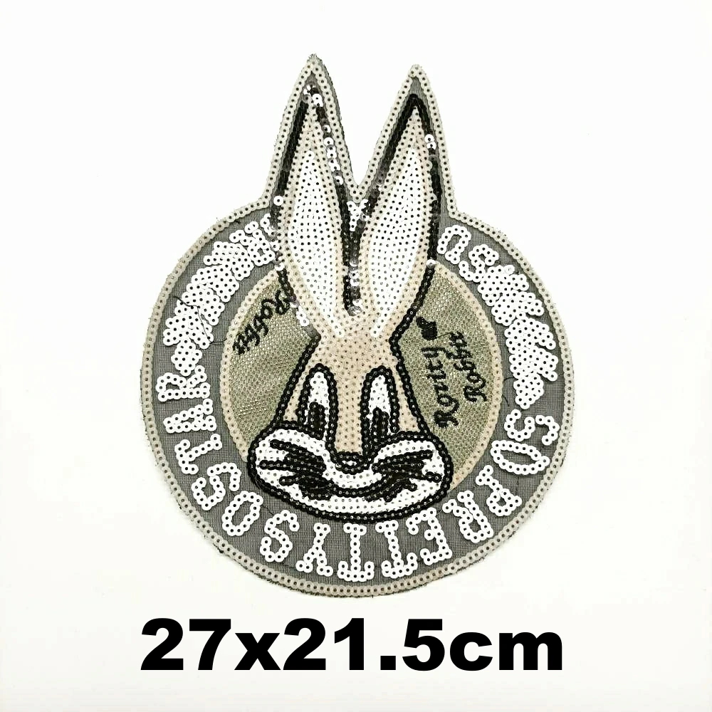 

Design large embroidery big rabbit cartoon patches for clothing HE-3446