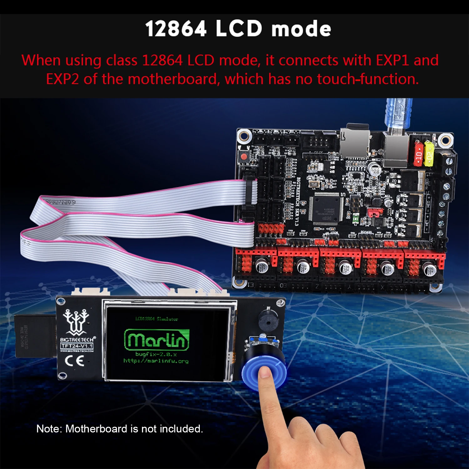 Сенсорный дисплей TFT24 V1.1 2 режима работы с кабелем совместимый 12864LCD для
