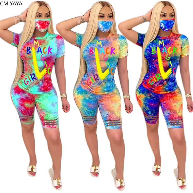 Женский спортивный костюм из двух предметов CM.YAYA черная футболка с волшебным