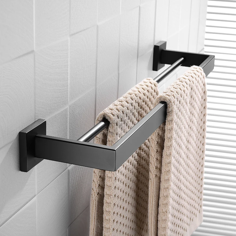 matte black 4 pieces bathroom accessories hardware stainless steel towel bar towel ring paper holder robe hook free global shipping