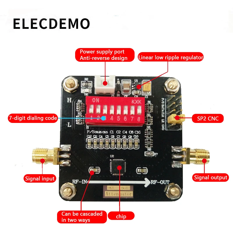 PE43703 модуль цифровой RF аттенюатор модуль PE43703 пропускная способность 9 к~ 6 ГГц 0,25 дБ шаг до 31,75 дБ функция демонстрационная плата