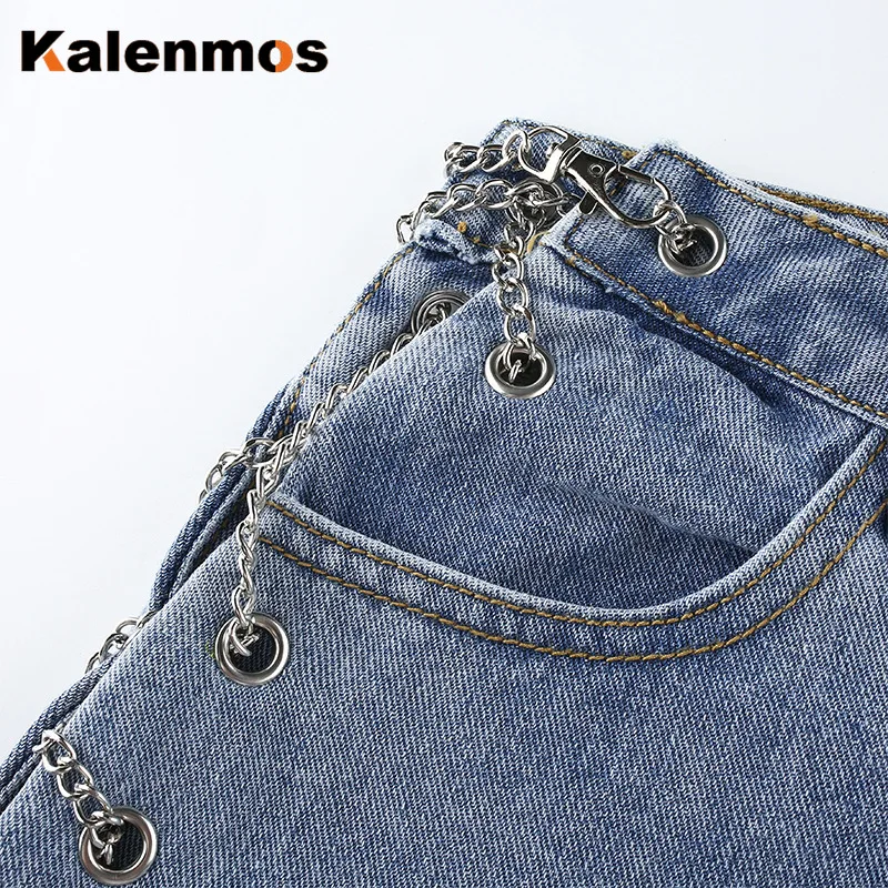 

KALENMOS Denim Jeans Women Stretch Ripped Hole Bodycon Sequined Slim Jeggings High Waist Pencil Pants Trousers Sexy Streetwear
