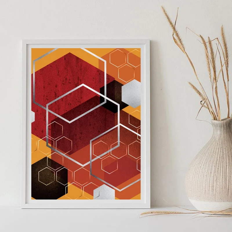 Абстрактный геометрический красный роскошный Бохо абстрактный