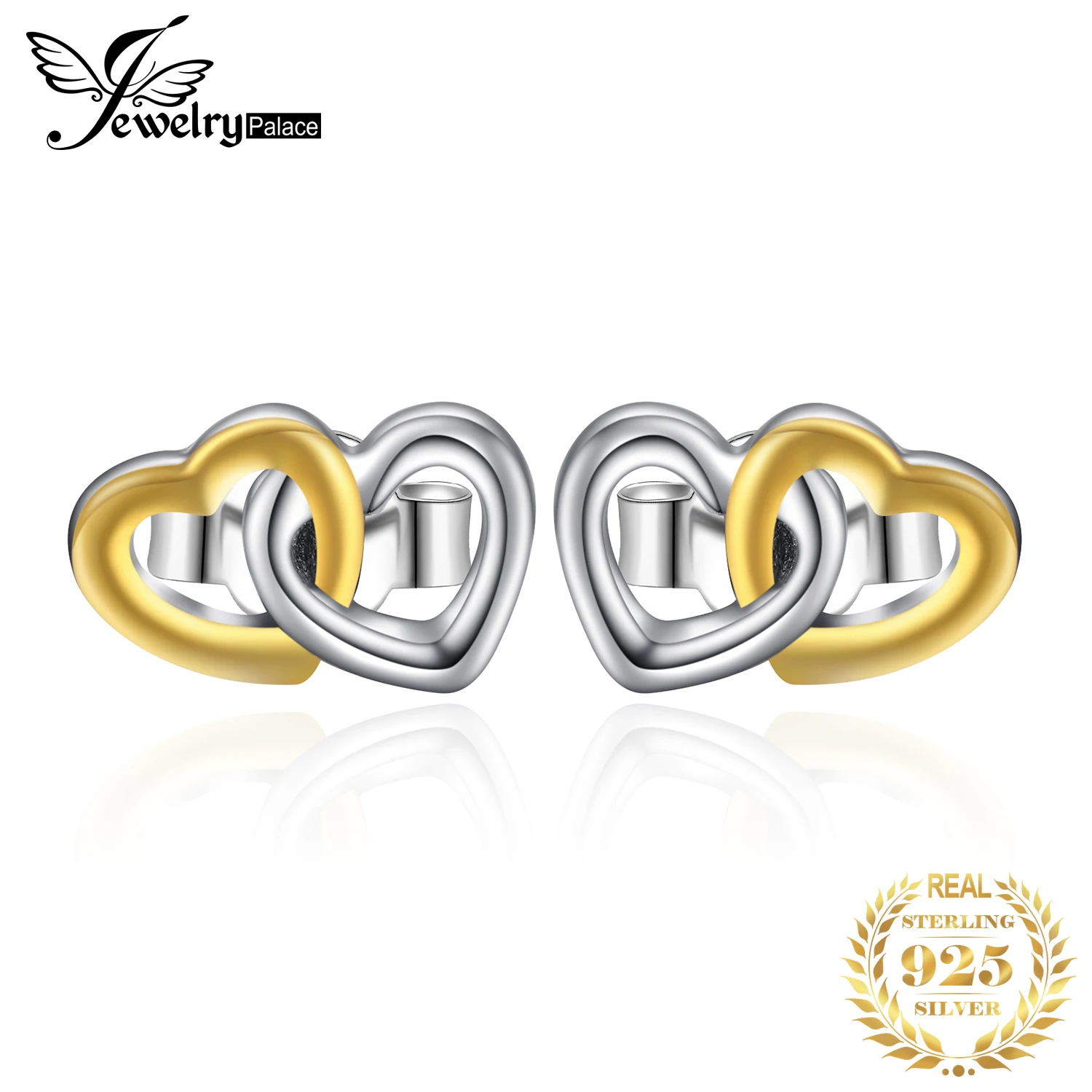 Jewelrypalace 925 стерлингов Серебряные серьги гвоздики Сердце Любовь Узел обещание