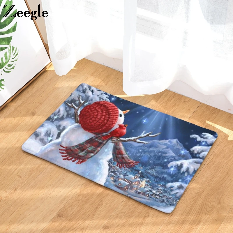 Рождественский коврик для входной двери с принтом снеговика мягкие коврики