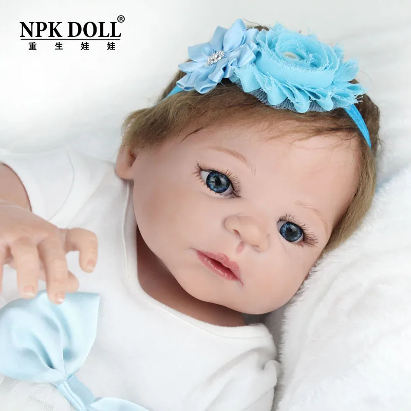 NPKDOLL 22 дюймов Кукла Reborn Baby Blue eyes куклы полное тело силиконовые для девочек кукла