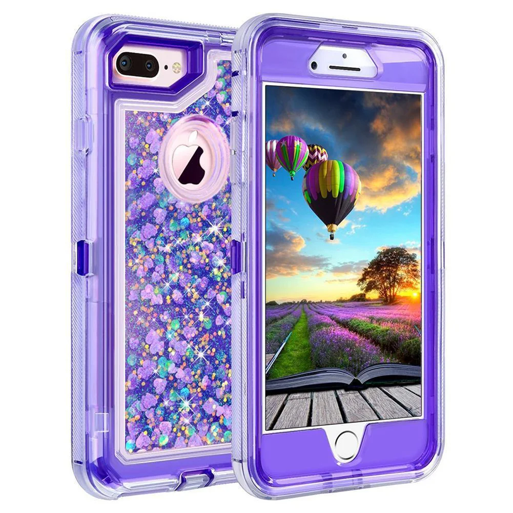 Purple Гибридный 3D Блестящий Защитный чехол для iPhone 8 6 6S 7 Plus X XS Max 11 Pro Max XR Ten Dynamic Quicksand противоударный чехол для телефона s - Цвет: Purple