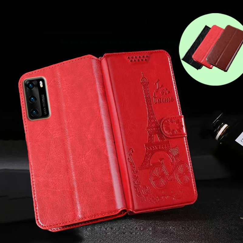 

Кожаный чехол-бумажник с рисунком дерева и башни для телефона Huawei P40