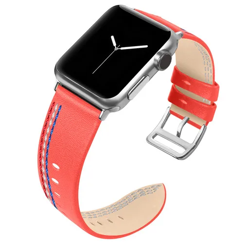 Coral red Кожаный ремешок для Apple Watch 42 мм для Iwatch серии 4 3 2 1 40 мм 44 мм сменный Браслет аксессуары для часов - Цвет ремешка: Coral red