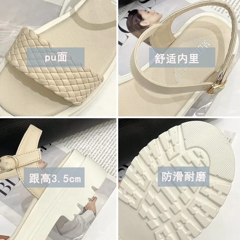 

Clogs With Heel Comfort Shoes for Women Beige Heeled Sandals 2021 Summer Muffins shoe Breathable Med Buckle Strap Thick Black Fa