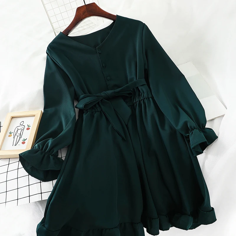 2019 Новое модное женское осеннее белое платье с длинными рукавами | Женская одежда