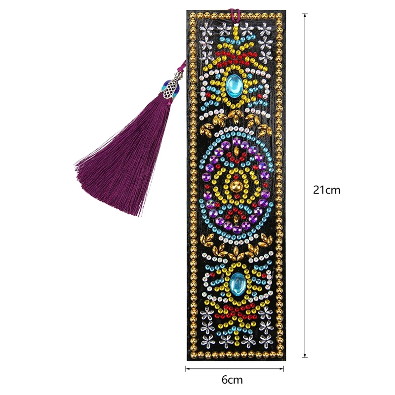 

DIY Diamond Painting Bookmark, Painting By Numbers Kit, Embroidery Painting Tassel Leather Bookmark
