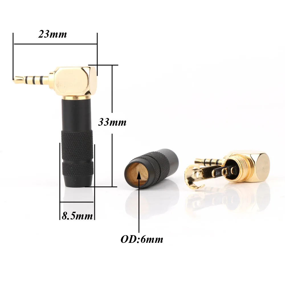 

4pcs hifi audio 3.5mm Black L Shape 90 Degree Jack Audio Connector male adapter For DIY headphone cable Solder 4 pole