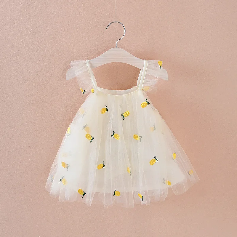 

NEW New Fashion Cute Baby Clothes baby Clothing Kids Dresses Girl Sleeveless Pineapple Embroidery Tutu Infant Dress for 0-3Y