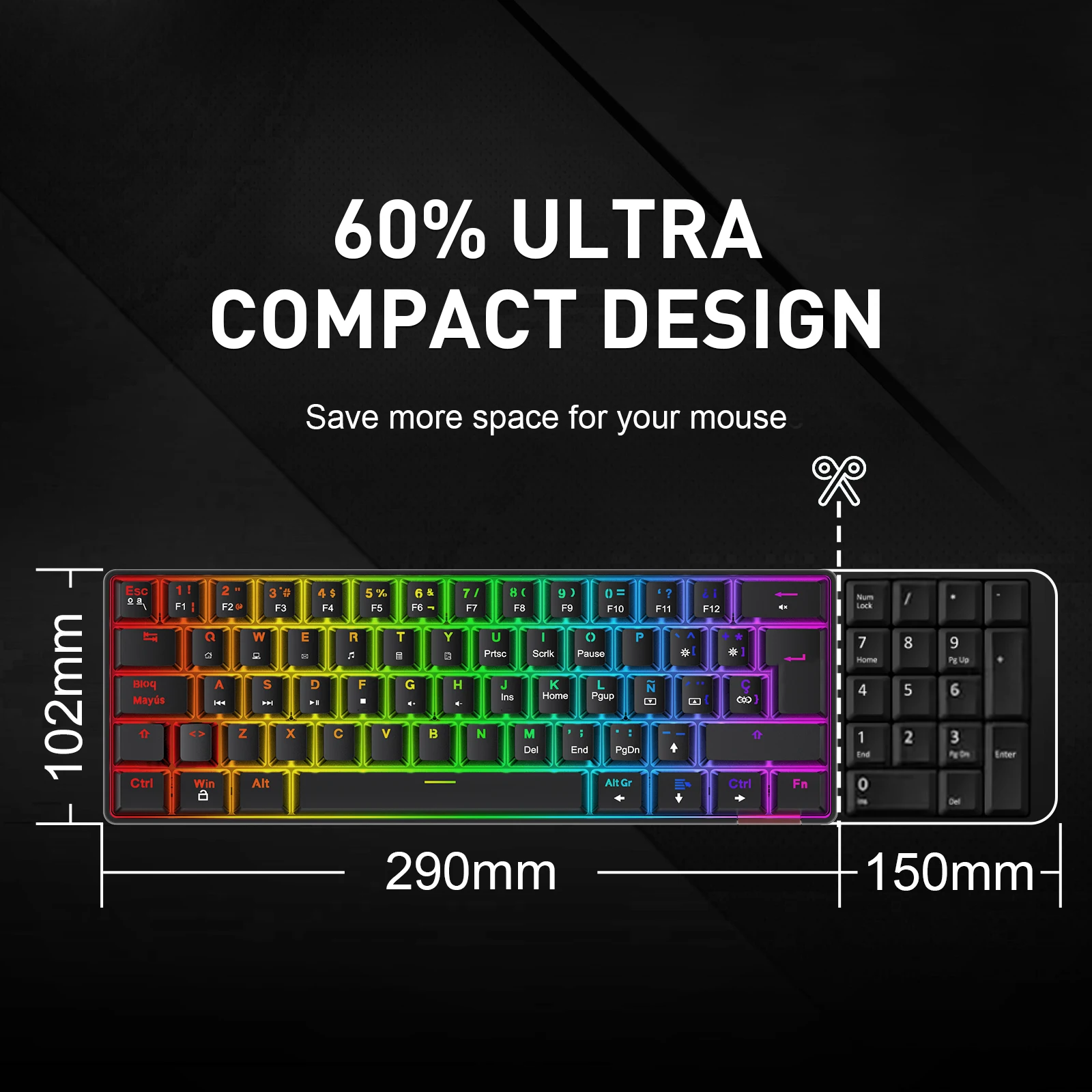 havit mini mechanical keyboard gaming wired type c usb 63 keys led backlit keyboard red switch es version for pc laptop gamer free global shipping