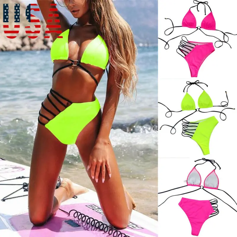 

2020 Women's Sexy Biquini Push up Bikini Set Swimwear Bra Bandage Swimsuit Beach Bathing Suit Beachwear