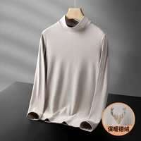 men thermal underwear turtleneck tops spring autumn bottoming long sleeves high elastic t shirts solid casual pullovers