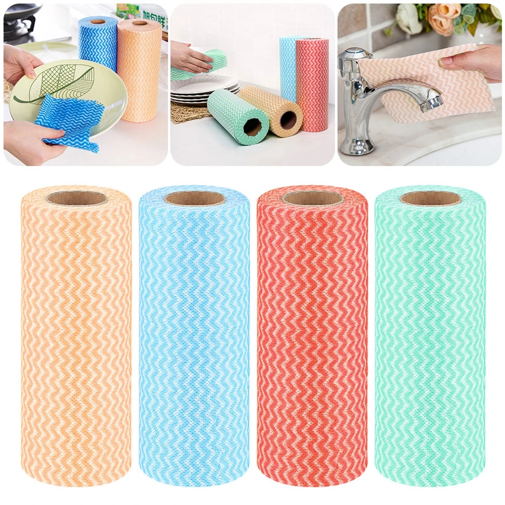 

3 Roll/Set Disposable Eco-friendly Rags Wiping Scouring Pad Absorbent Non-woven Tissue Towel Household Cleaning Cloth 25Pcs/Roll