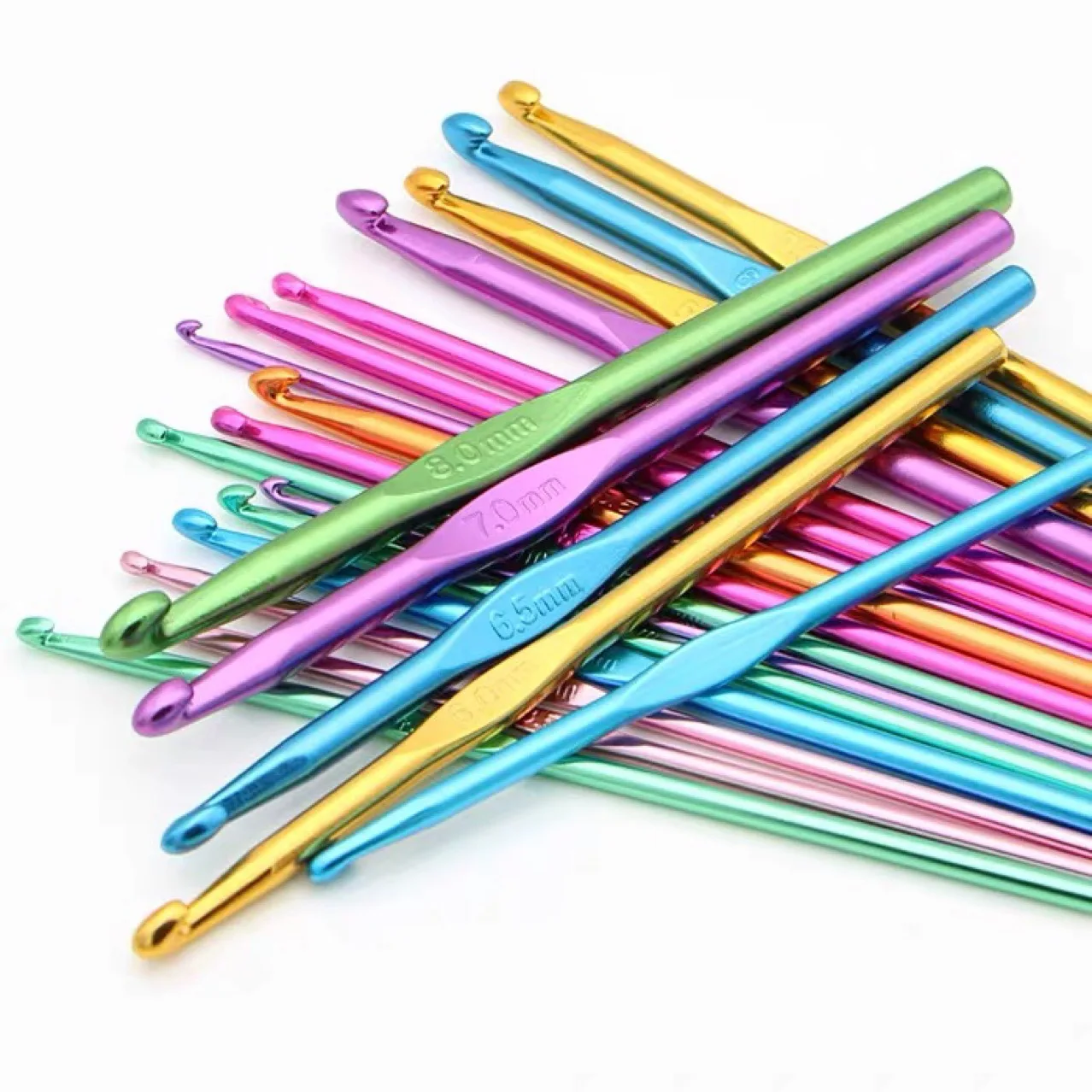 

12 шт./лот, многоцветные Алюминиевые крючки для вязания с одной головкой, 2-8 мм, спицы для вязания, плетение «сделай сам», инструменты для вязания и плетения