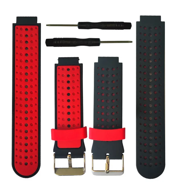 Black red Сменный силиконовый ремешок для наручных часов Garmin Forerunner 235 630 230 gps часы напульсники браслет умные аксессуары - Цвет: Black red