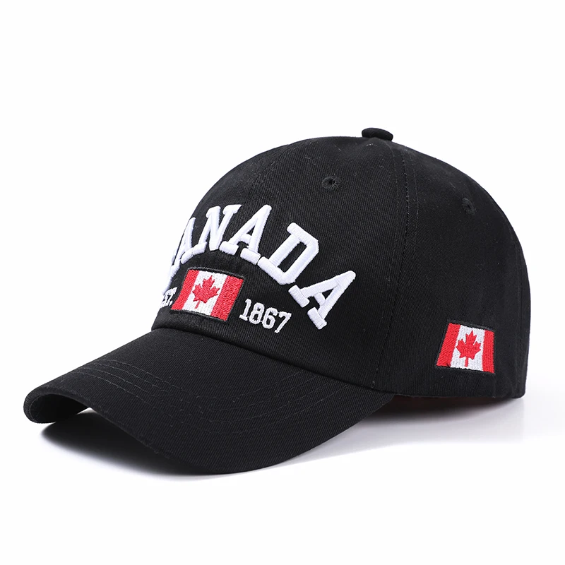 

New Style Washed CANADA Three-dimensional Embroidered Baseball Cap for Men and Women with Distressed Outdoor Caps