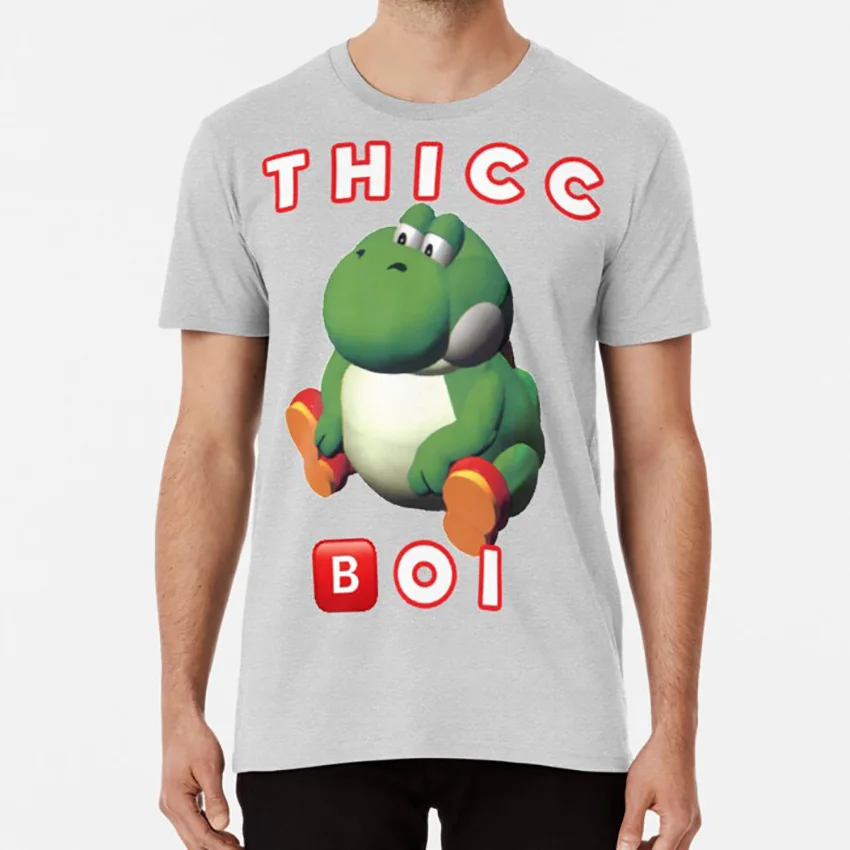 Серый Fat Yoshi Thicc футболка yoshi meme thicc boi fat yoshi большая Йоши Марио игры видеоигры - Цвет: Серый