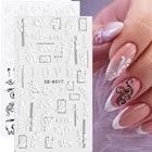 1 лист белых рельефных цветов Кружева 5D Наклейка свадебный дизайн ногтей цветочные бабочки японский маникюрный Декор