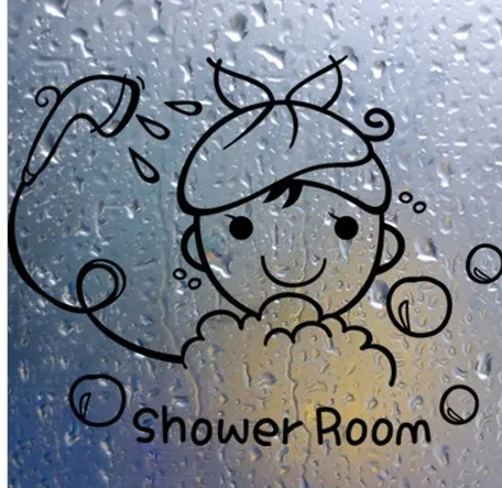 Waterproof Sliding Door Stickers Shower Room Bathroom Wall Decals Toilet Sticker |