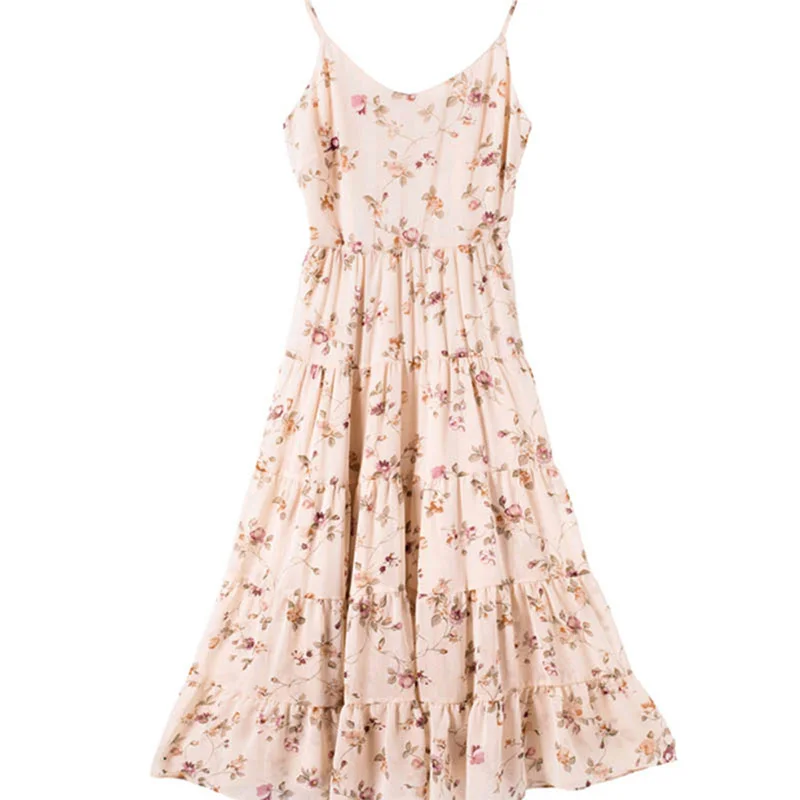 

Women Dresses Slip Summer 2021 Sexy V Neck Floral Print Bohemian Boho Beach Strapless Long Korean Fashion Cloth Sundress Robe