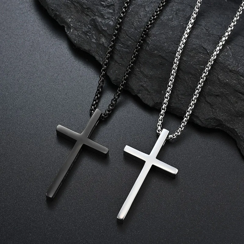 

Titanium Steel Cross Pendant Necklace Christian Inspirational Quotes I Can Do Everything Men and Women Couple Gift Unique Design
