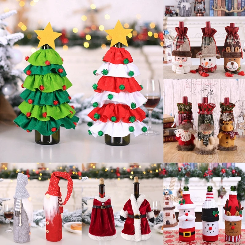 FENGRISE Santa Claus Wine Bottle Cover Christmas Decoration For Home Stockings Gifts Holders Xams Navidad 2019 Decor | Дом и сад