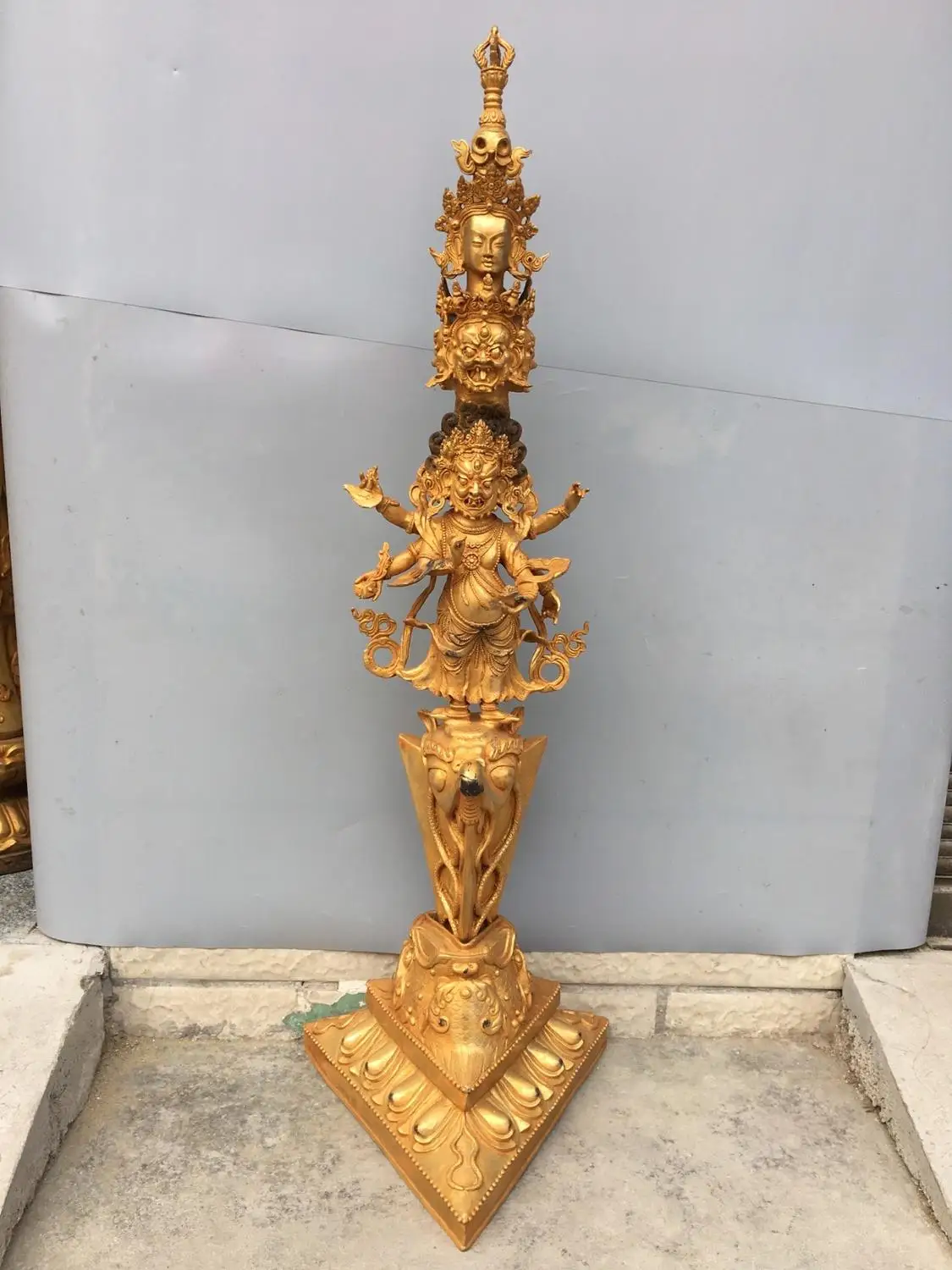 

40 "Тибетский буддистский храм позолоченная бронза Ваджра, Дордже Ваджра Phurpa Гуаньинь статуя головы Махакалы разгневанного божество статуя ...