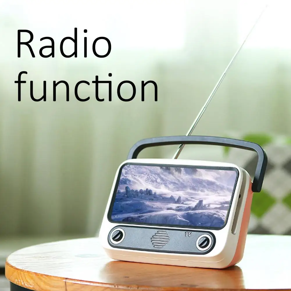 retro phone holder tv shape mini bluetooth 5 0 wireless speaker portable audio phone stand with card u disk slot bedroom decor free global shipping