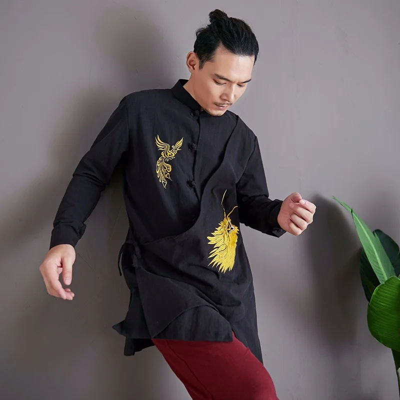 Китайское кимоно для мужчин винтажная хлопковая блузка в стиле кунг фу