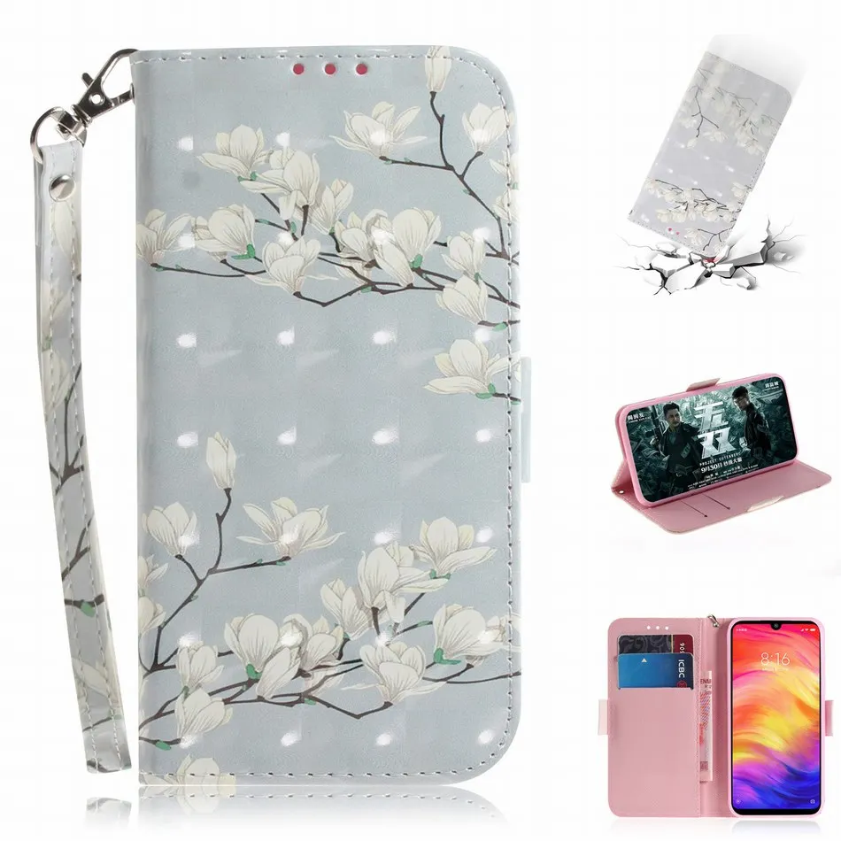 

PU Leather Photo Cases For Frame Xiaomi Poco F1 A2 6X Redmi 5 Plus 6 Pro Note 7 Y2 S2 Stand Covers Flowers Animal Book Capa E26Z