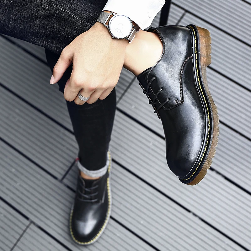 

Men Oxford Men's Shoes lace up fashion Genuine Leather Shoes outdoor breathable Casual Male Leather Moccasins Business shoes