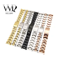 rolamy 13 17 19 20mm watch band strap 316l stainless steel gold silver watchbands oyster bracelet for rolex datejust submariner