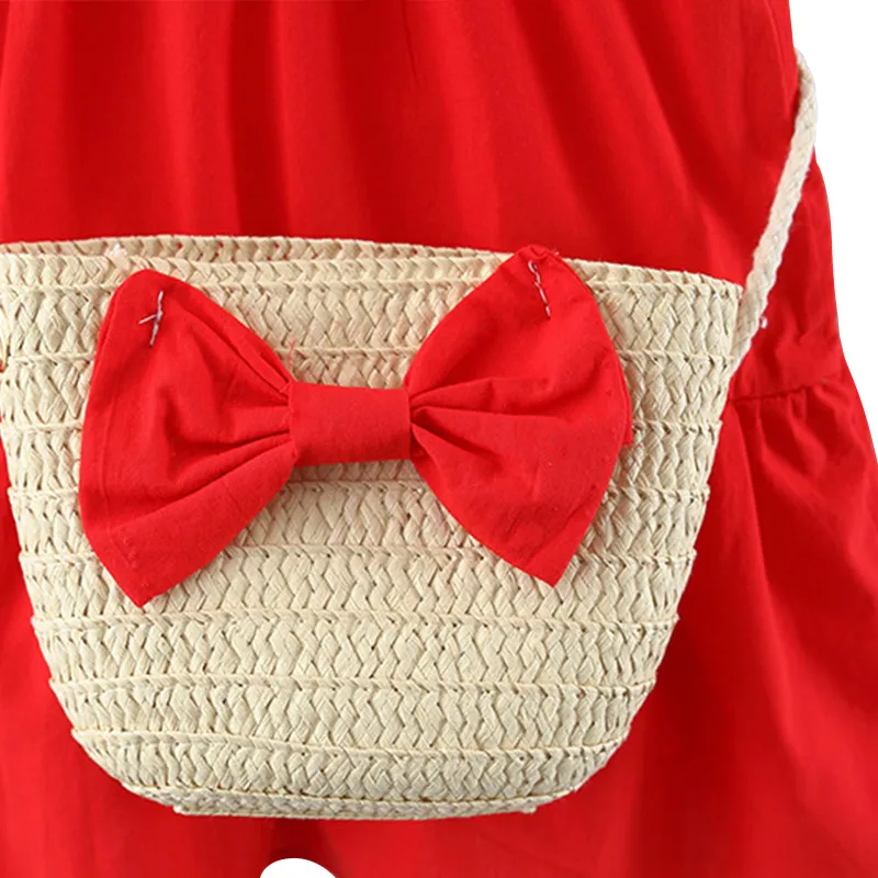 

2021 Baby Summer Dress for Girls Princess Dress with Bag Beach Travel Kids Dresses for Toddler Girls Clothes