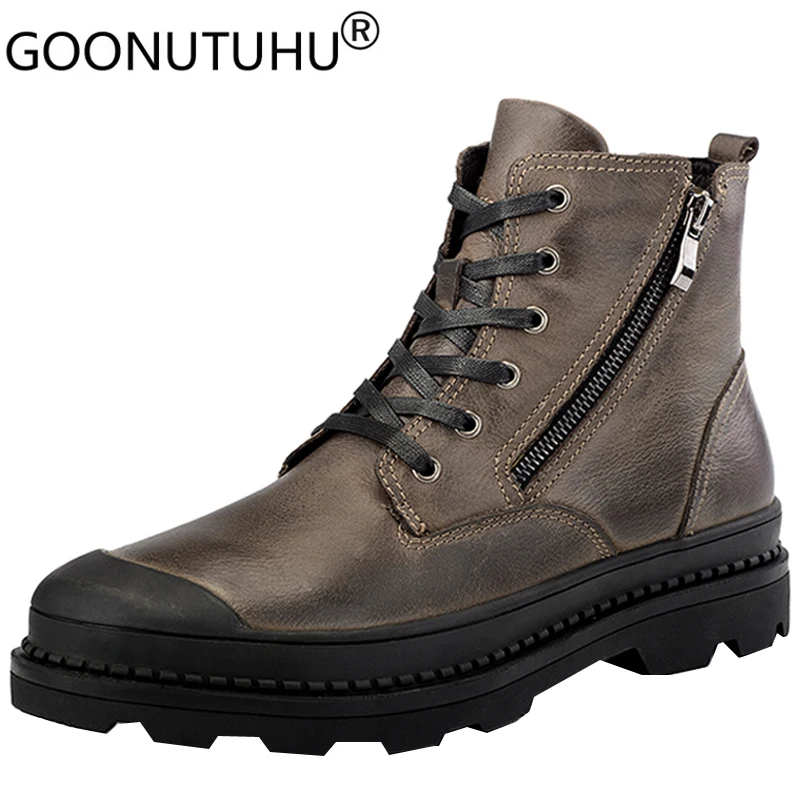 Men's Winter Boots Genuine Leather Casual Shoes Autumn Boot  Waterproof Snow Shoe Male High Quality Ankle Military Boots For Men