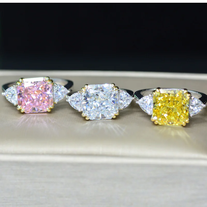 

Knobspin 100% 925 Sterling Silver White Pink Citrine High Carbon Diamond Wedding Rings For Women Shinning Fine Jewelry Wholesale