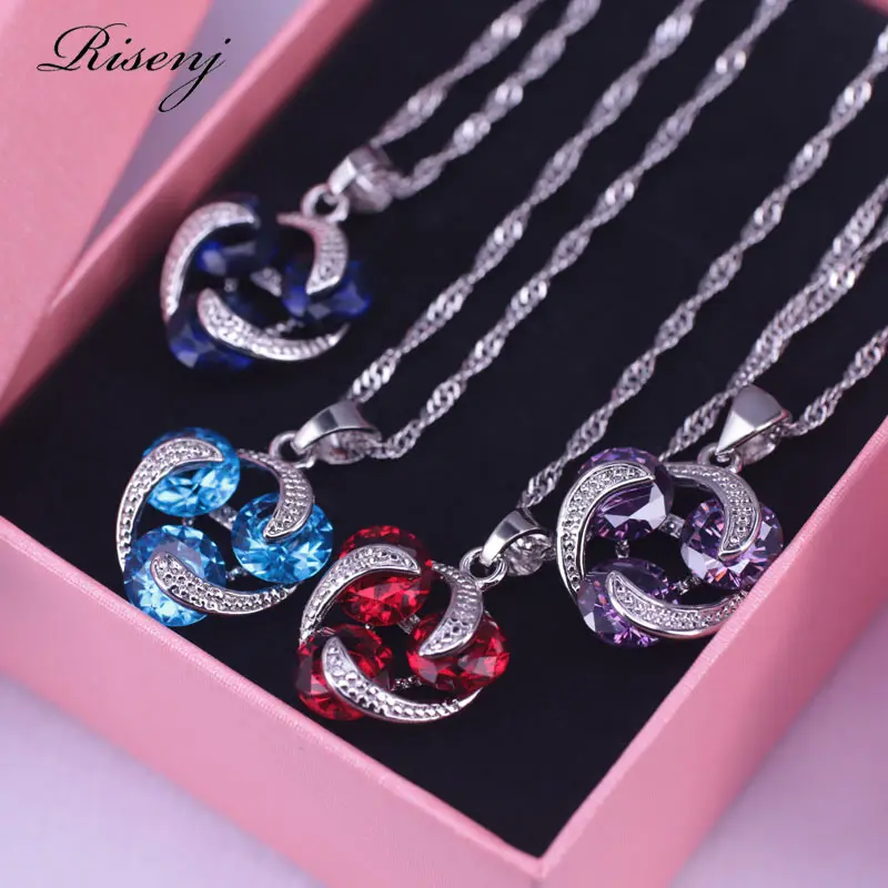 Женское Ожерелье с кулоном из фианита серебристого цвета|Подвески| |