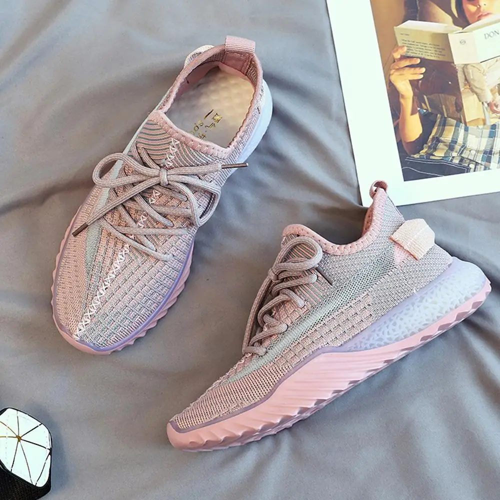 Кроссовки женские сетчатые повседневные без каблука Нескользящие дышащие