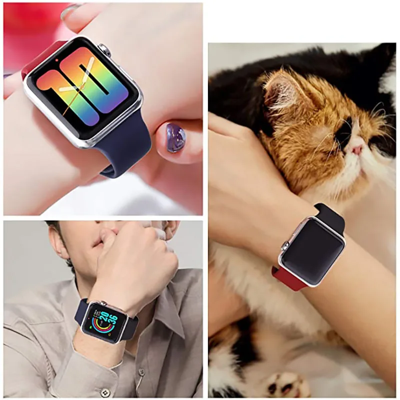 Silicone band For Apple Watch strap 44mm 40mm 42mm 38mm 42 mm smartwatch wristband Sport bracelet iWatch serie 3 4 5 6 se strap