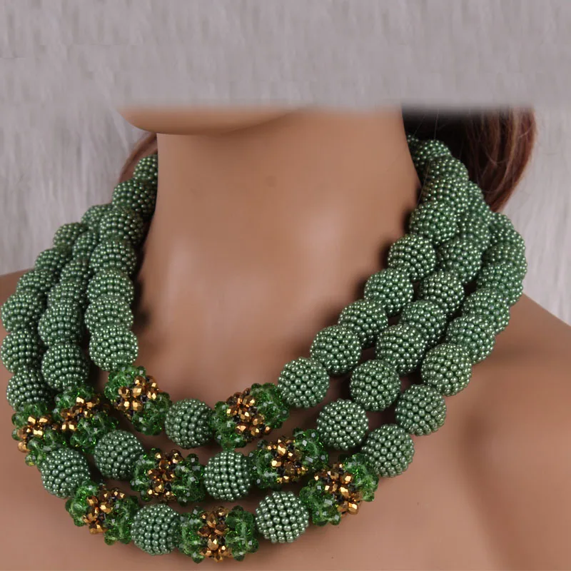 Дудо Африканский свадебный набор ювелирных изделий Бриджит для нигерийских женщин 3 слоя акриловых шаров и ручные хрустальные аксессуары Новый на.