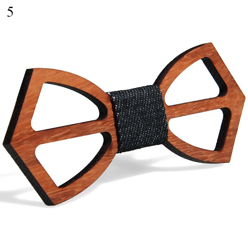 

Unisex Wooden Moustache Bow Tie Hollow Out Carved Retro Wooden Neck Tie Adjustable Vintage Fashion Women Men Tie High Quality